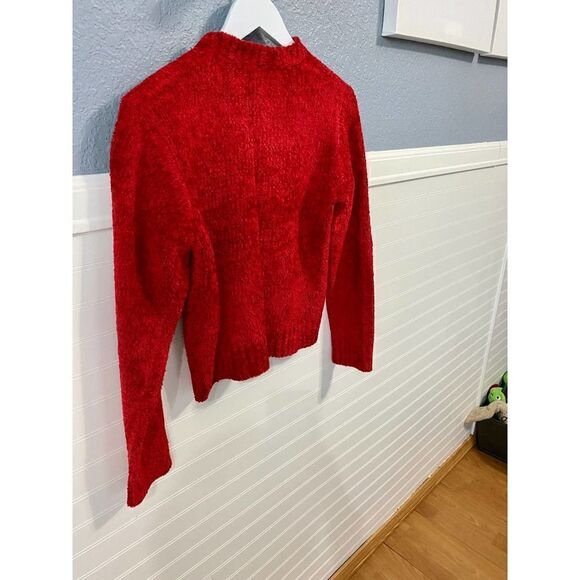 Arizona Jean Company Vintage Red Soft Ribbed Zip Up Teddy Sweater - Picture 5 of 11